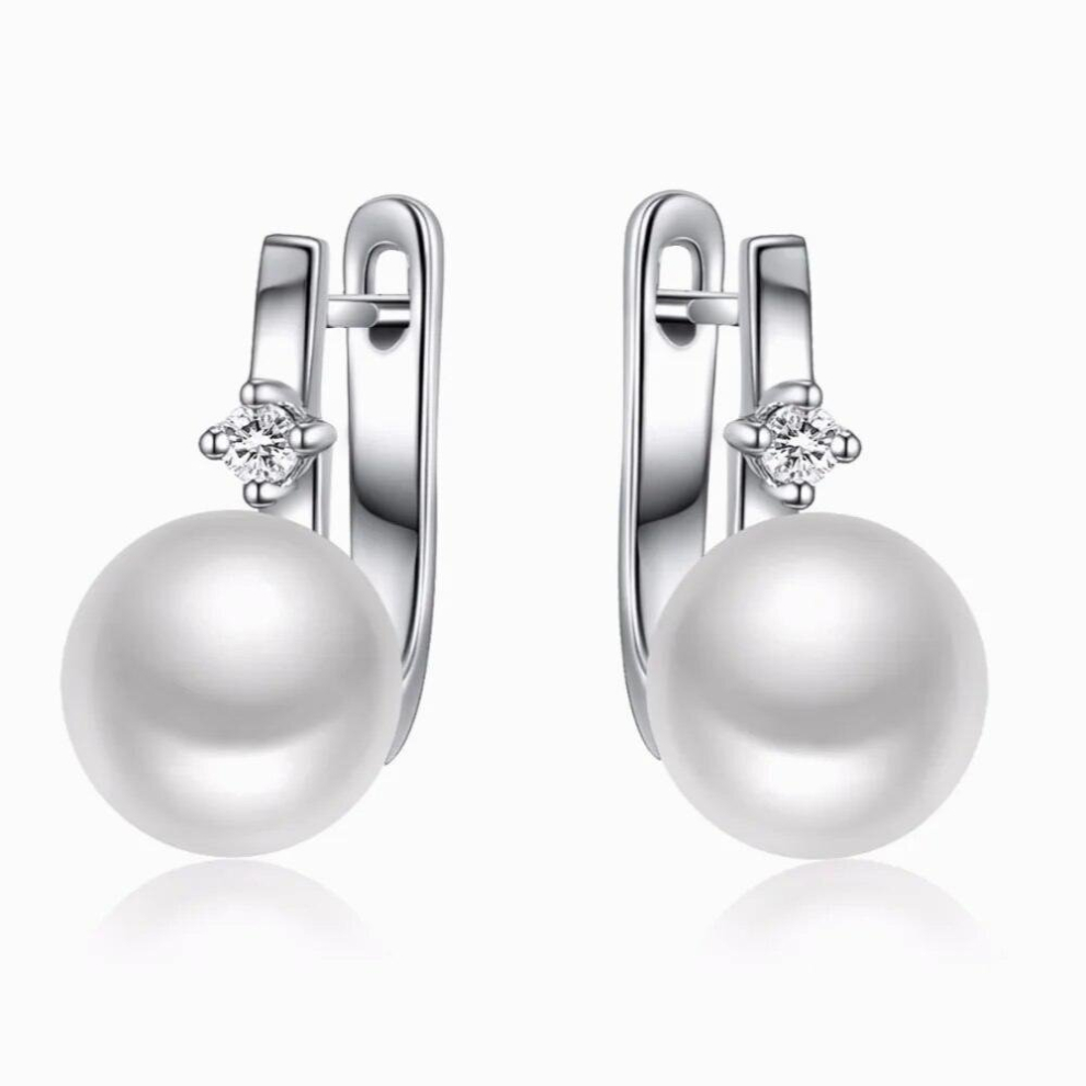 Women LadIies 925 Sterling Silver Fine Jewelry Natural Freshwater Pearls English Lock Hook Earrings-image-OPC-PCSPYTR-NEW