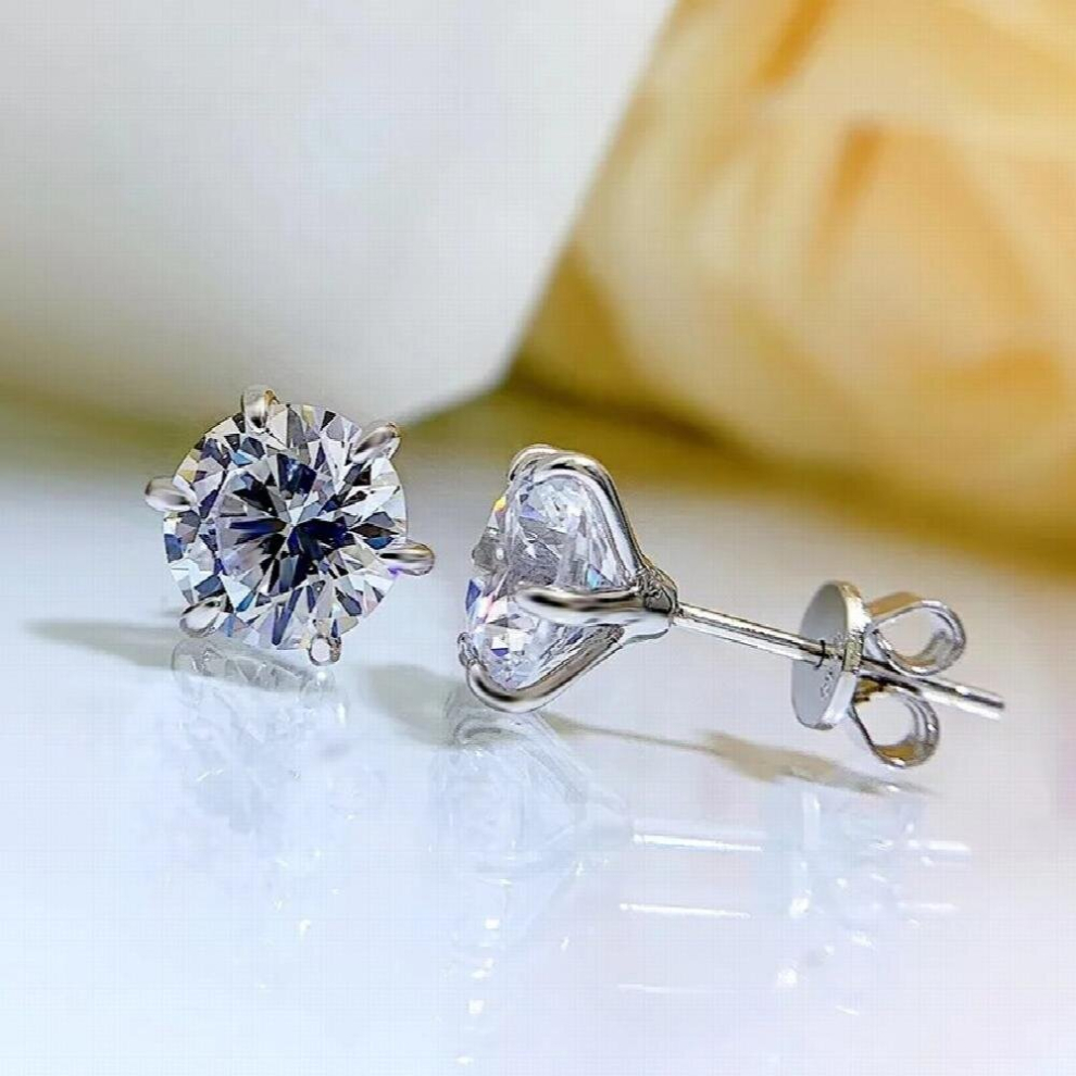 S925 Sterling Silver Earrings Six Prong 8MM And Versatile High Carbon Diamond Earrings For Women Party Fine Jewelry-image-OPC-PCSPYZV-NEW