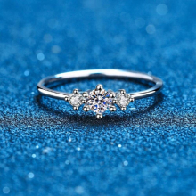 14K Plated Moissanite Rings Round Brilliant Diamonds Stackable Rings for Women Sterling Silver Eternity Bands Fine Jewelry