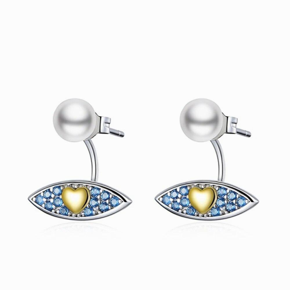 Heart Zircon Evil Eye Drop Earrings 925 Sterling Silver Small Dangle Earrings for Women Girls Jewelry ES42-image-OPC-PCSPZY5-NEW