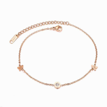 Titanium Steel Bohemia Beach Chain Link Anklets For Women Girls Roman Numerals Flower Charm Anklet Jewelry A19045