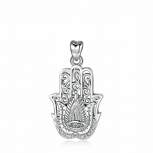 100% 925 Sterling Silver Hamsa Hand Pendant Necklace Good Luck Charm Fine Jewelry Girl Boy Birthday Surprise Gift D283