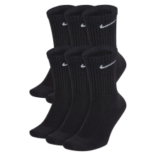 (Black, XL) Nike Everyday Cushioned 6 Pairs Unisex Crew Socks