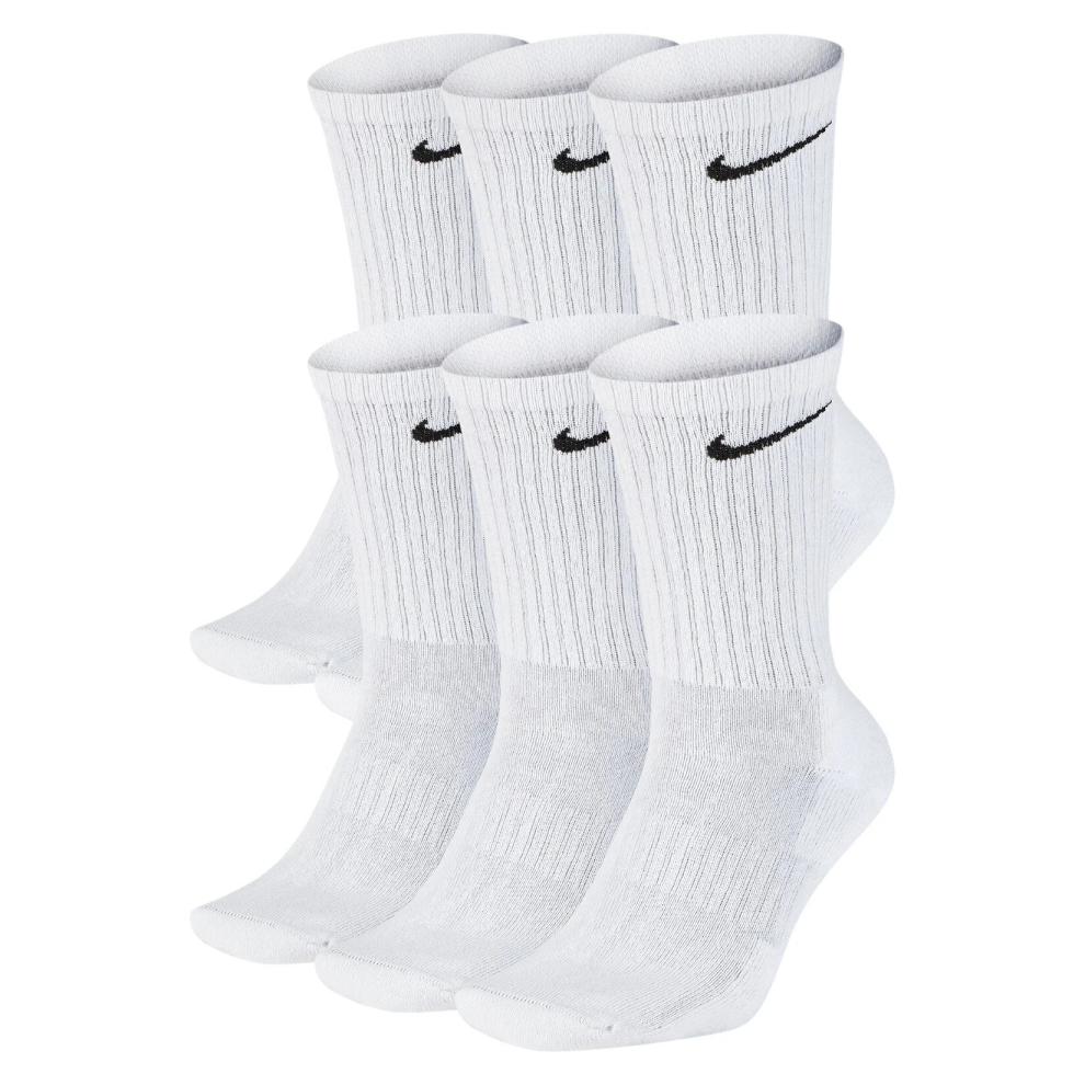 Nike (White, Xl) Everyday Cushioned 6 Pairs Unisex Crew Socks
