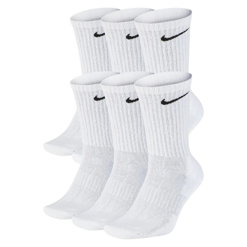 (White, L) Nike Everyday Cushioned 6 Pairs Unisex Crew Socks