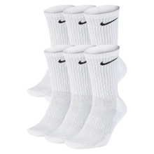 (White, M) Nike Everyday Cushioned 6 Pairs Unisex Crew Socks