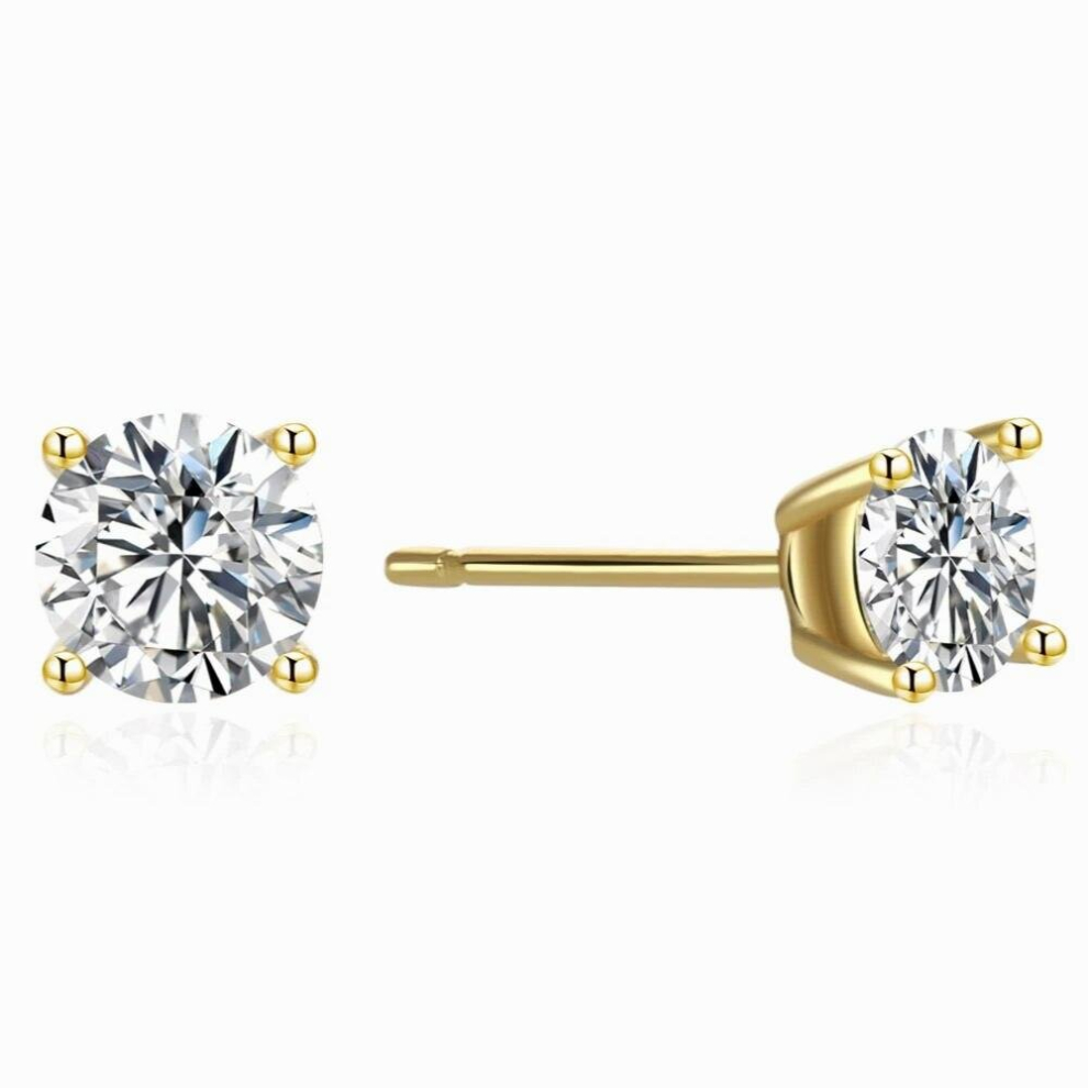4MM Moissanite 925 Sterling Silver Stud Earrings for Women Men S925 4.0 Round Cut Mosan Stone Studs Earring on Ear ring