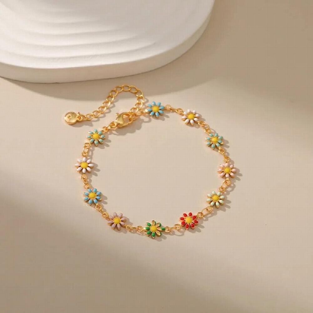 Charm Anklets Sunflower Friendship Bracelet Or Anklet, Flower Girl