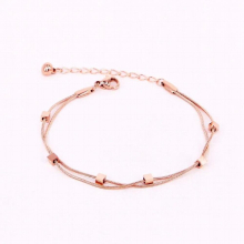 Double Snake Bone Chain 6 Cube Anklets Stainless Steel Anklet For Women And Girls Gift Jewelry