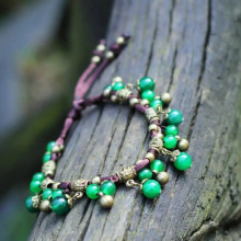 Indian elastic Stone Copper Bead Anklet For Women Boho Beach Anklet Bell Bracelet Foot Jewelry ancle braclets