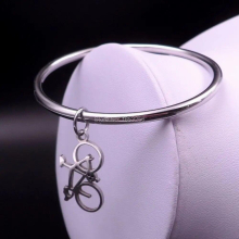 High Polished Stainless Steel Smooth cuff bangle Bicycle shape Charms Bracelet Unisexm Jewelry 2.68