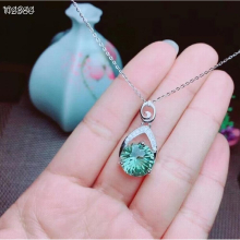 Fine Jewelry 925 Sterling Silver inlaid Green Crystal Girl Miss Female Woman Pendant Necklace hot