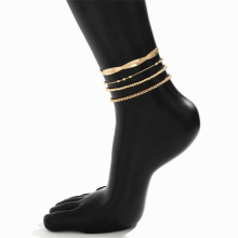 4Pcs/Set Weave Snake Link Chain Anklets Set for Women Girls Beaded Chain Leg Anklet Bracelet Party Beach Jewelry