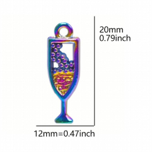 20pcs/Lot Rainbow Champagne Glass Sparkling Wine Red Wine Drink Charms Metal Pendant For Keychain Making Supplies Material
