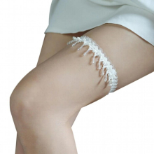 LR034 Wedding Bridal Garter Lace Crystal Beads Tassels Pearls Brides Bridesmaid Leg Ring Ladies Small