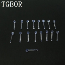 18G 50pcs nose stud 6.5mm length shaft with ball end transparent acrylic piercing retainer nose ring