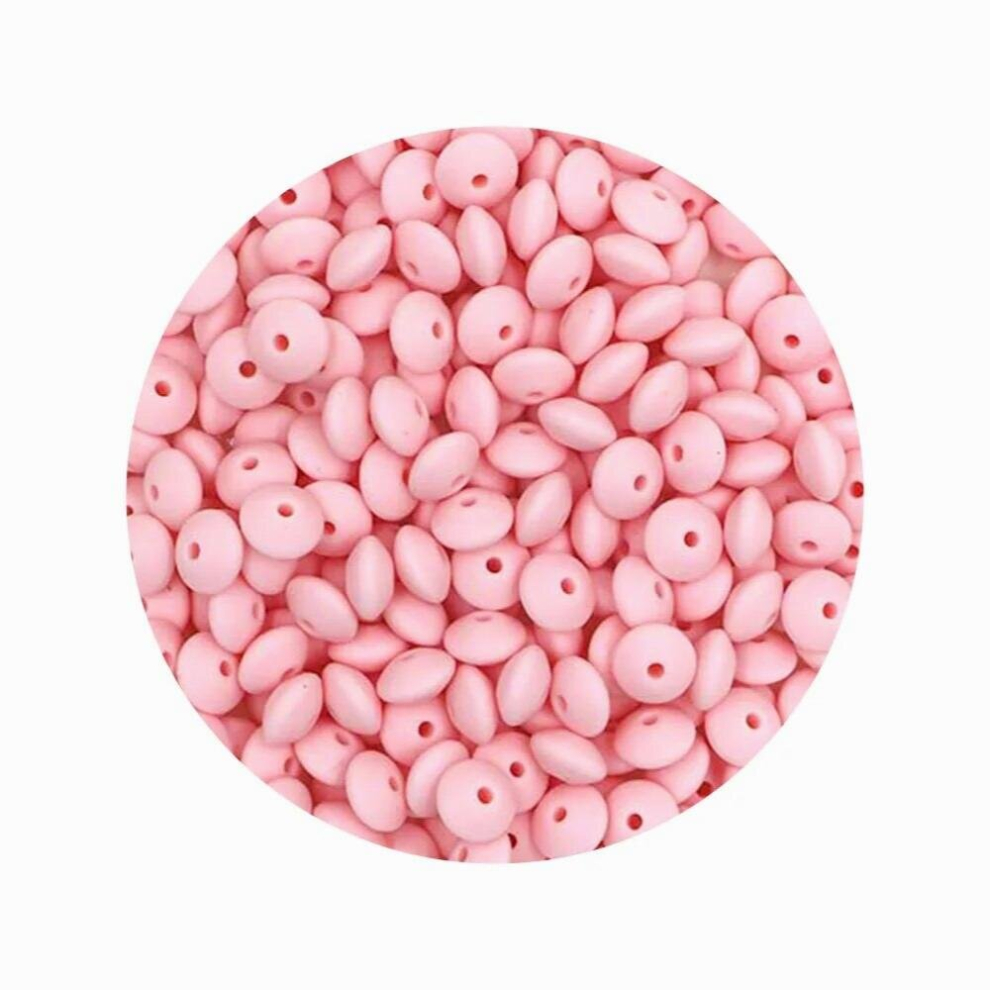 Kovict 50Pcs Silicone Beads 12MM Lentil Beads DIY Baby Pacifier Chain Pendant BPA Eco-friendly Baby Teether Toys