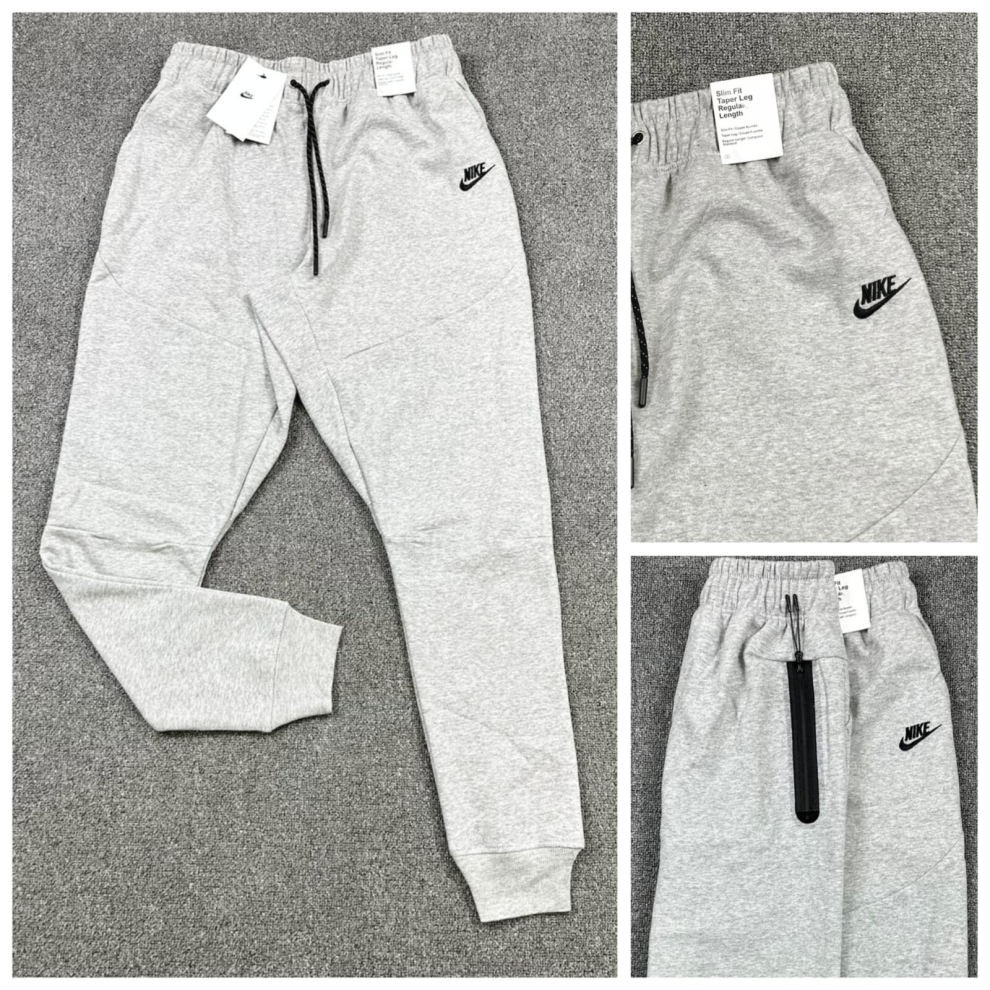 (GREY, LARGE) Nike Mens Jogger Fleece Cotton Sports Track Pant