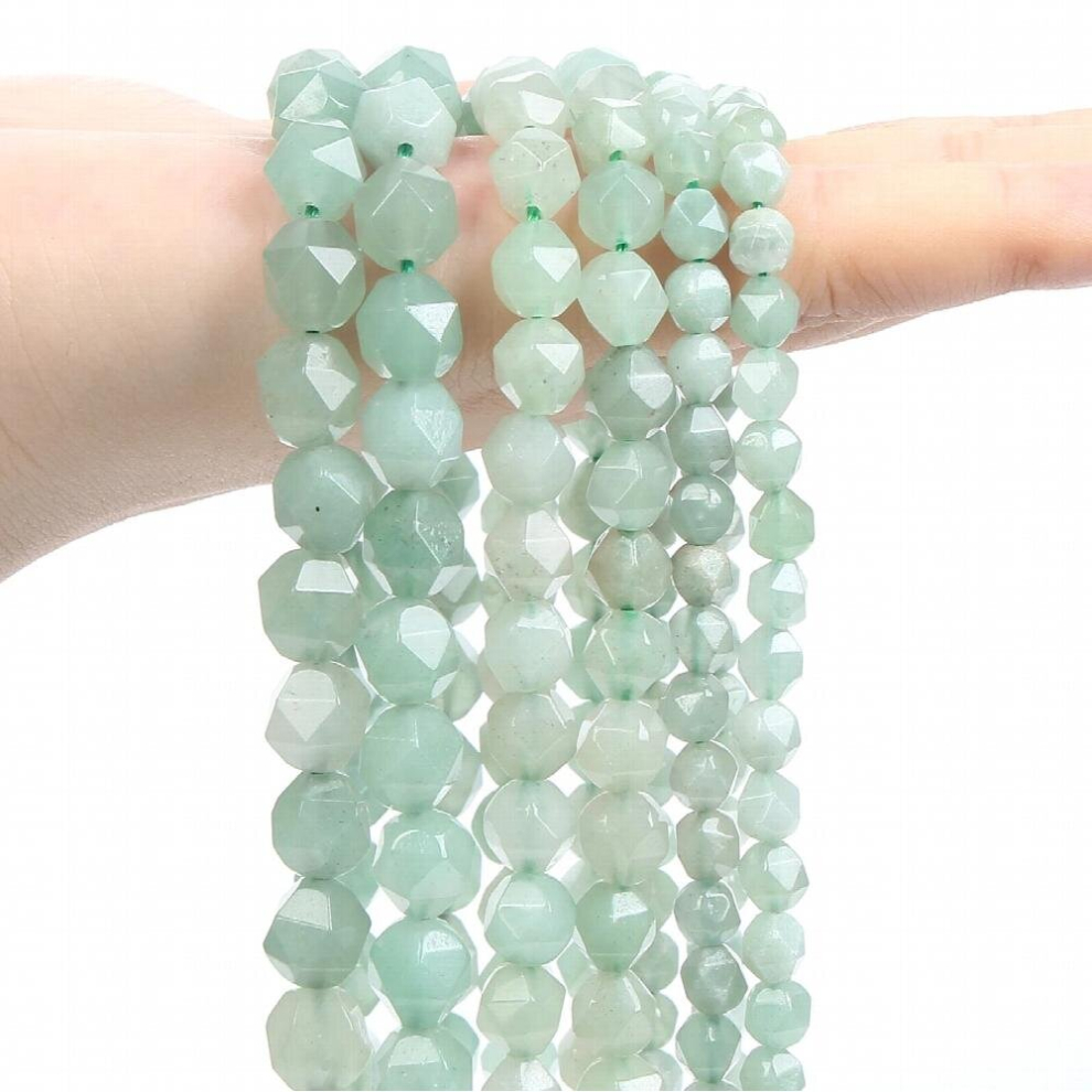 Green Faceted Natural Stone Beads Aventurine Loose Spacer Beads For Jewelry Making Needlework DIY Bracelets Necklace Accessories-image-OPC-PCSRTZT-NEW