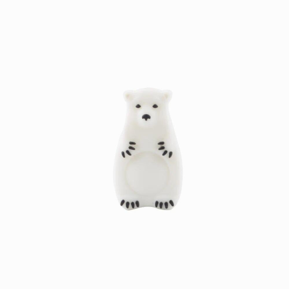 Silicone Beads 5Pcs Mini Animal Beads Baby Teether Silicone Teething Beads Polar Bear Pacifier Clip Chew Beads Food Multicoloured