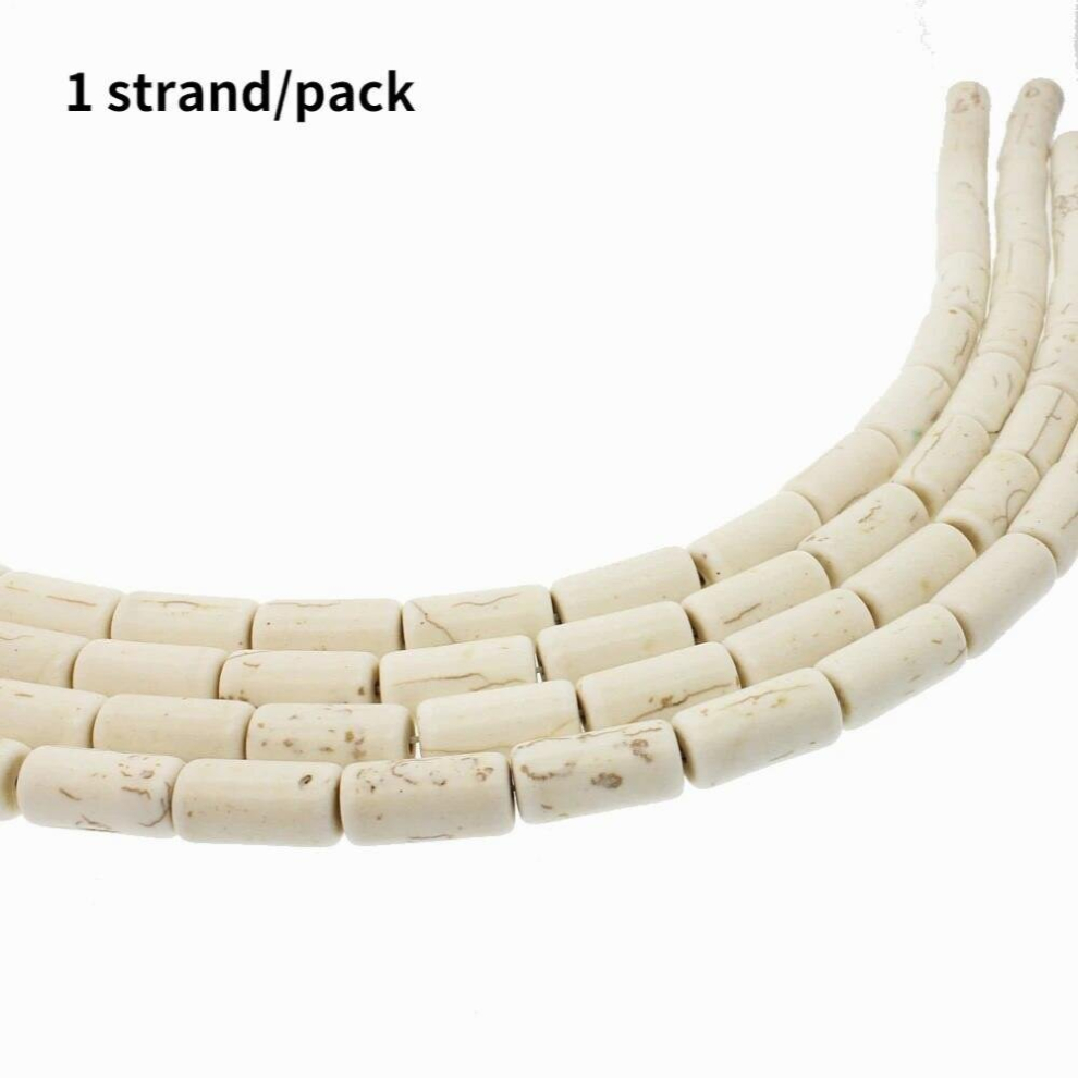 Howlite Cylindrical Natural Stone Necklace Bead Pine Stone Round Tube Loose Beads for Making Bracelet Earrings Jewelry-image-OPC-PCSRVRV-NEW