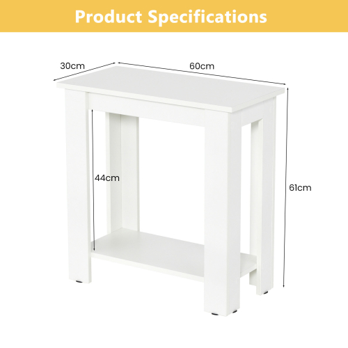 Costway 2-Tier End Table Wooden Sofa Bedside Table w/ Storage Shelf Nightstand 2