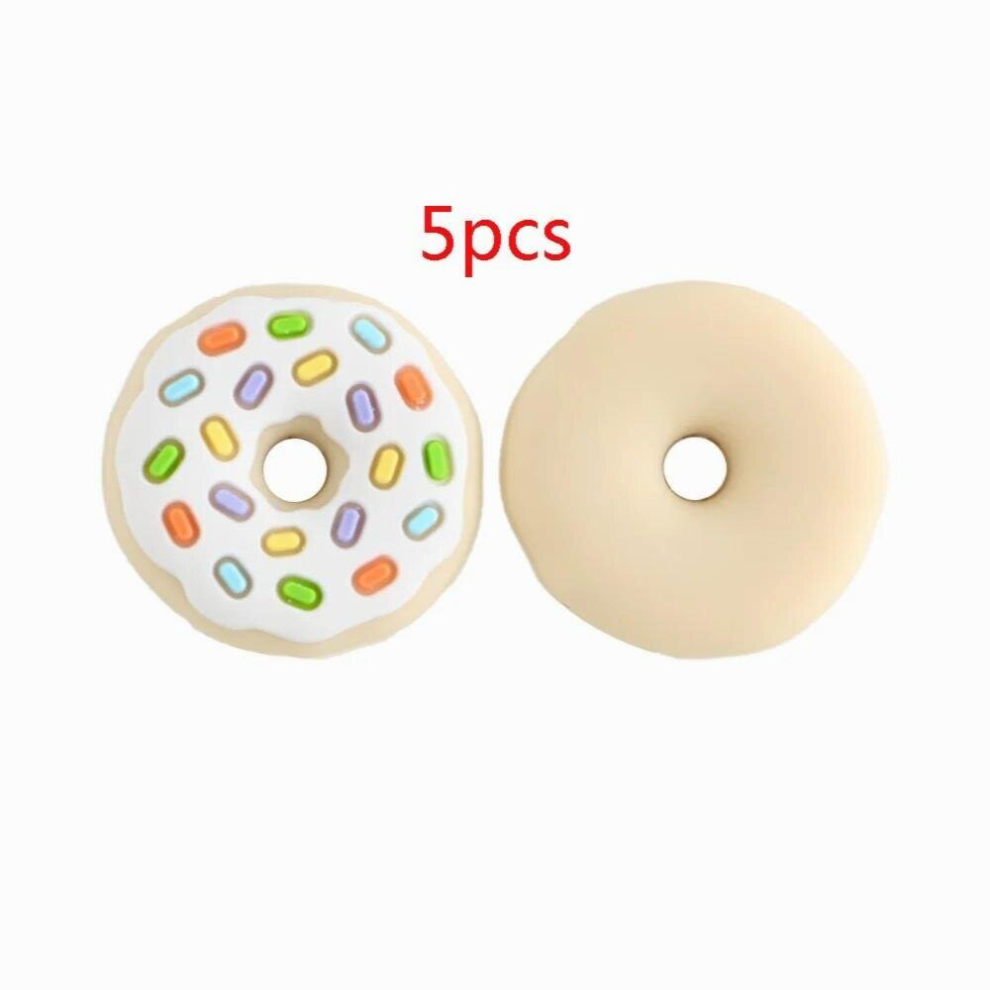5/10Pcs Mini Donut Silicone Beads Food Teether DIY Pacifier Chain Necklace Accessories Baby Molar Toys