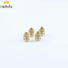 3pcs/lot CZ Spacer Beads Buddha Head Brass Micro Pave Cubic Zirconia Beads For Jewelry Making Mens Bracelets Charms Accessories