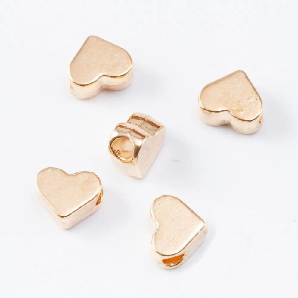 100 PCS 6x7x3.5mm Metal Alloy KC Gold/ Antique Silver Plated Heart Beads Spacer Beads For Jewelry Making-image-OPC-PCSRYF2-NEW