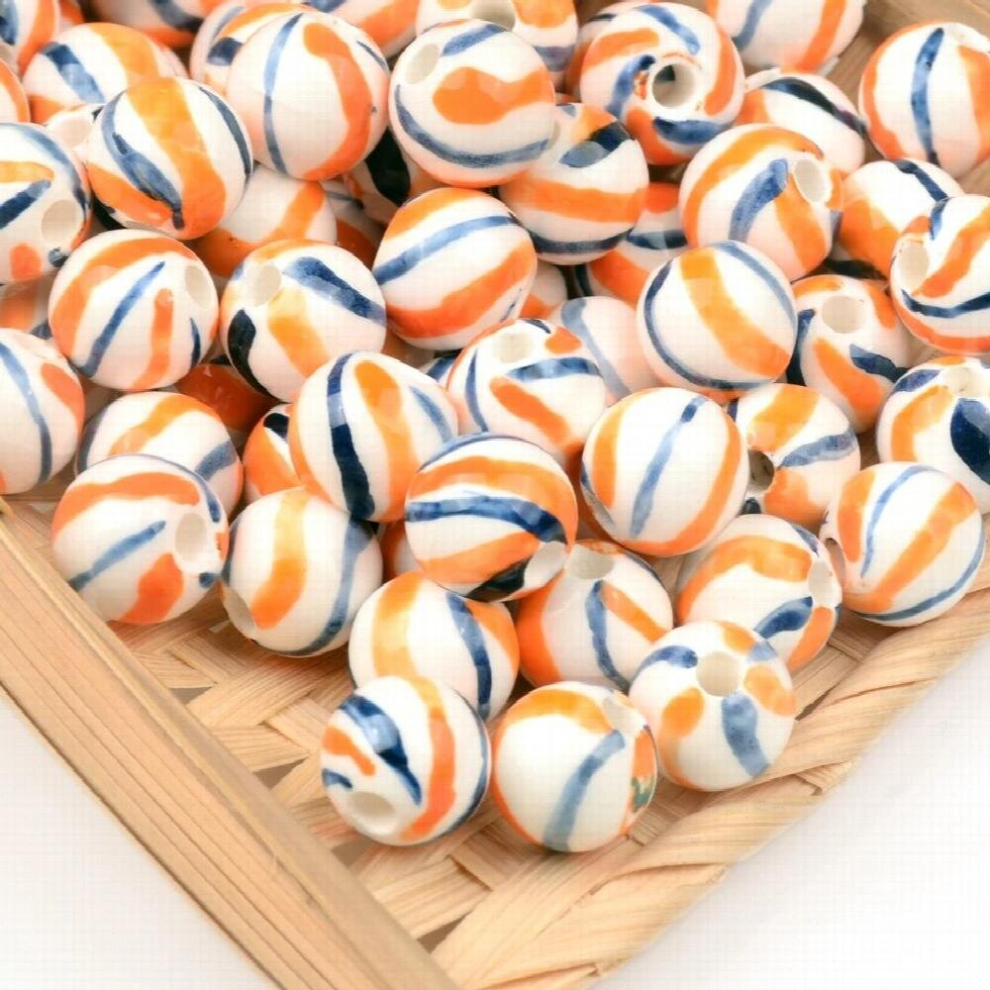 10mm Hand-painted Water textured ceramic beads DIY Earrings Bracelet Loose beads for jewelry making accessories pendant-image-OPC-PCSRZC9-NEW