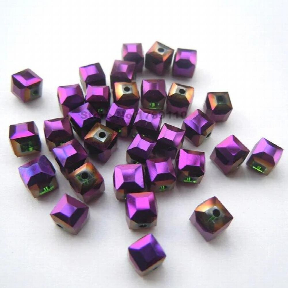 100pcs Shining Purple Square 6mm Austria Crystal Beads charm Glass Beads Loose Spacer Bead for DIY Jewelry Making-image-OPC-PCSS2XC-NEW