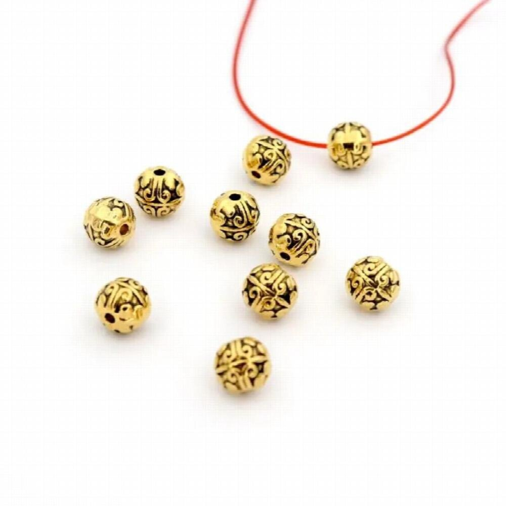 50pcs 7mm Antique Round Metal Loose Spacer Beads For Jewelry Making DIy Finding Accessories Bracelet-image-OPC-PCSS576-NEW