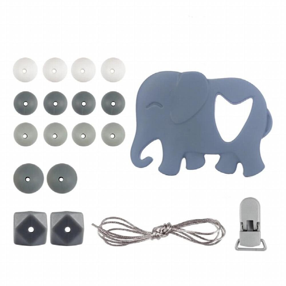 Silicone Teething Beads Cartoon Elephant Diy Accessory Set Food Baby Teether Chewing Bead Diy Baby Pacifier Chain Necklace Multicoloured