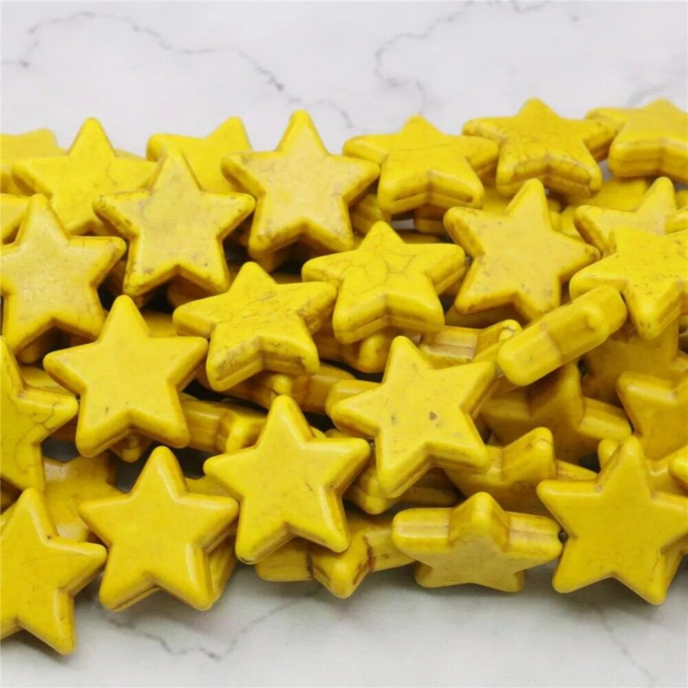 30mm Accessories Yellow Star Turkey Turquoised Stone Loose Beads Stone DIY Howlite 15inch For Women Jewelry Making-image-OPC-PCSS57D-NEW