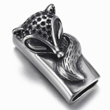 Stainless Steel Punk Fox Slider Beads 12*6mm Hole Slide Charm for Men Leather Bracelet Jewelry Making DIY Accessories