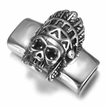 Stainless Steel Slider Beads Punk Skull Chief 12*6mm Hole Slide Charms for Men Leather Bracelet Jewelry Making DIY Supplies