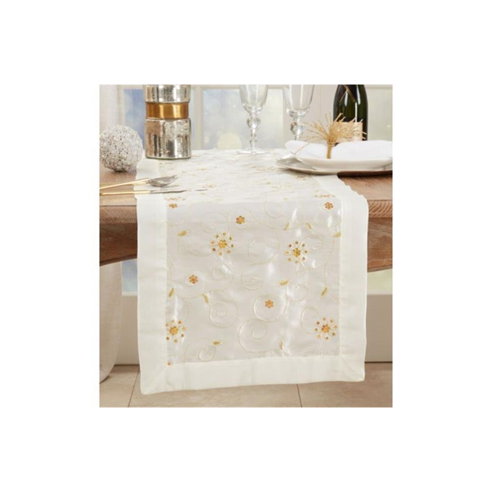 16 x 90 in. Embroidered & Sequined Design Table Runner, Ivory-image-OPC-PCSS69Y-NEW