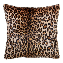 SARO 18 in. Square Down Filled Poly Throw Pillow with Cheetah Print Faux Fur Design - Brown