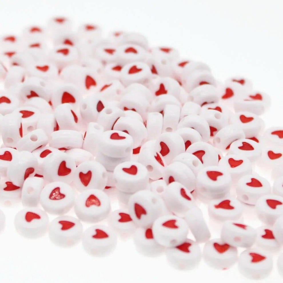 1000Pcs Jewelry Love Heart Acrylic Flat Round Beads for DIY Craft &Jewelry Making-image-OPC-PCSS6FY-NEW