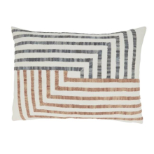 14 x 20 in. Modern Mosaic Geometric Lines Oblong Down Filled Throw Pillow, Ivory