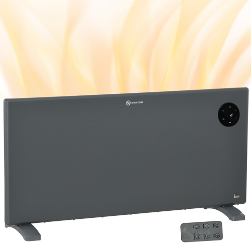 Homcom 2000W Electric Convector Heater, Quiet Space Heater with LED Display, Grey