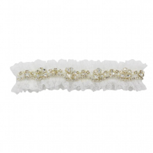 LR038 Wedding Bridal Garter Crystal Pearls Ruffled Brides Bridesmaid Leg Ring Ladies Sexy Small