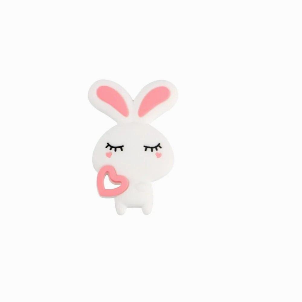Kovict 1Pcs Rabbit Silicone Teether Baby Teething Toy Baby Gift Food Silicone Teether Necklace Accessories Multicoloured