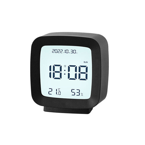 (Black) Digital Clock with Temperature and Humidity Clock