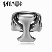 5pcs Stainless Steel Cross Beads Men Large Hole Beads For 8mm Leather Crod DIY Bracelet Jewelry Accessories Making