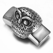 Stainless Steel Slider Beads Raised Owl 12*6mm Hole Slide Charms for Men Leather Bracelet Punk Jewelry Making DIY Supplies