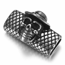 Stainless Steel Slider Beads Skull 12*6mm Hole Slide Charms for Men Leather Bracelet Punk Jewelry Making DIY Supplies
