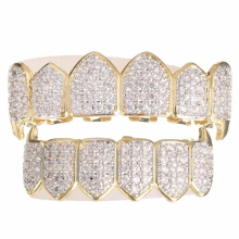 W/ Plated Top & Bottom Grillz Mouth Teeth High Quality,