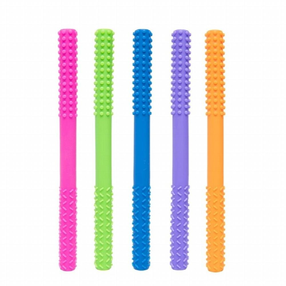 Chenkai 1Set Silicone 5Pcs Tube Teether Diy Baby Chewing Pendant Nursing Sensory Teething Pacifier Dummy Jewelry Animal Toy Multicoloured