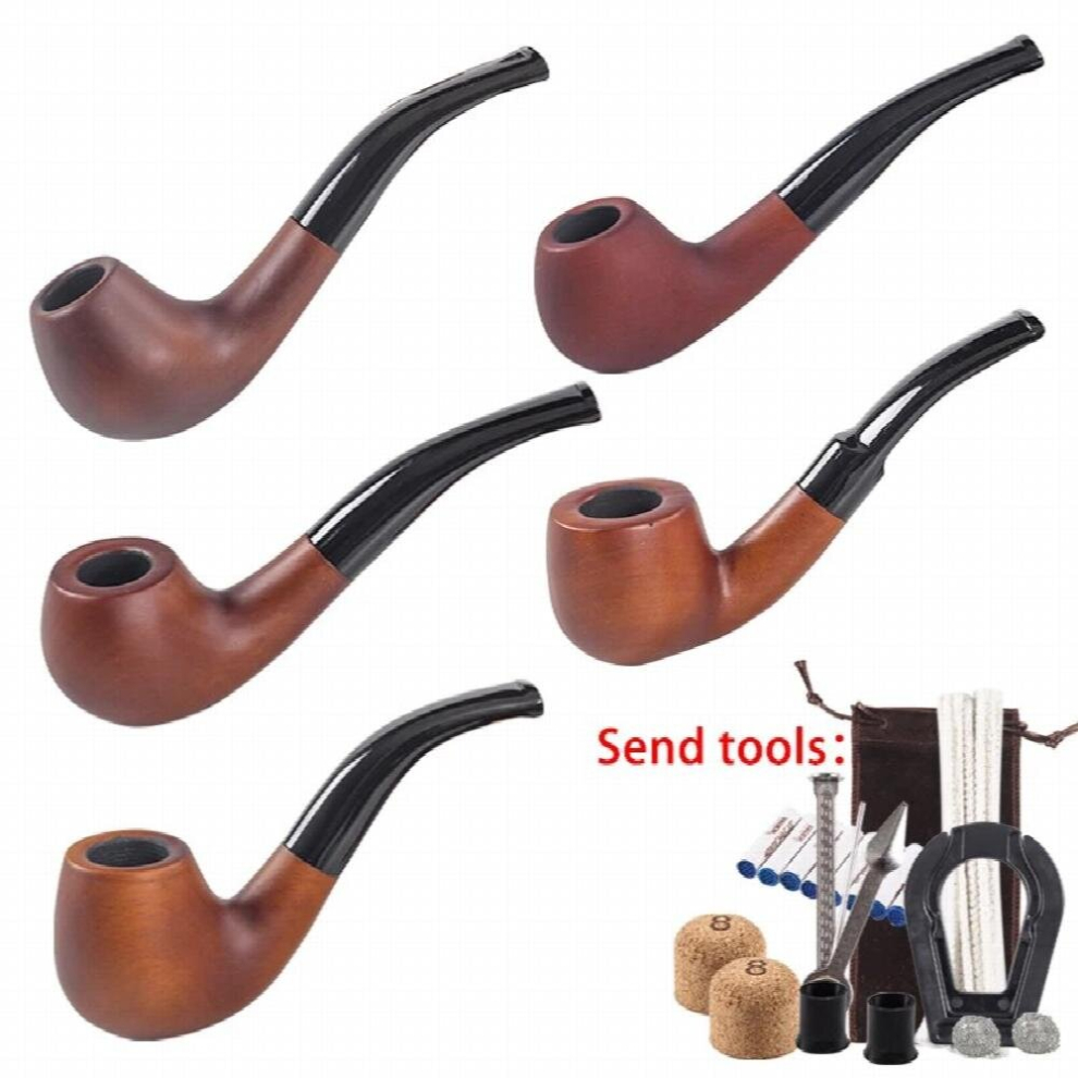 1pcs Red sand wood Smoking pipe tobacco pipe mens bending type filter pipe For 9mm filters Accessories p1307